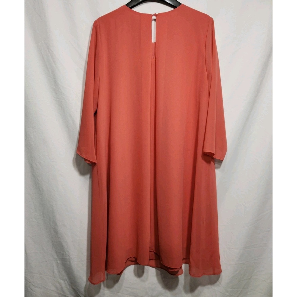 Eva‎ Mendes Womens Coral Sheer Fully Lined 3/4 Sleeve Dress Size Medium